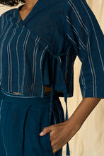 Load image into Gallery viewer, Cobalt Kala Cotton Angarakha Top & Trousers Set