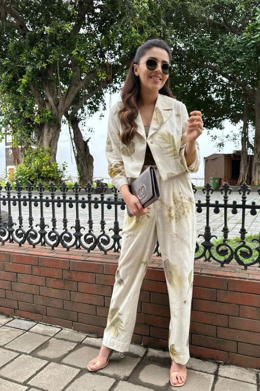 Live Leafy Khadi Blazer & Pants