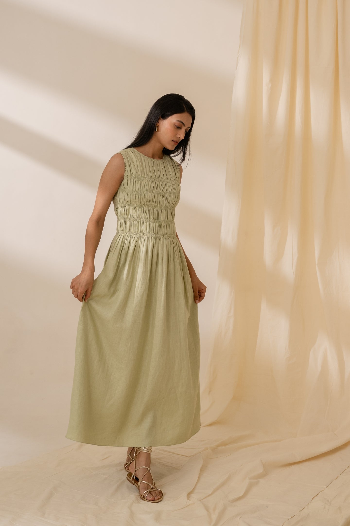 Dew Mint Green Smocked Dress