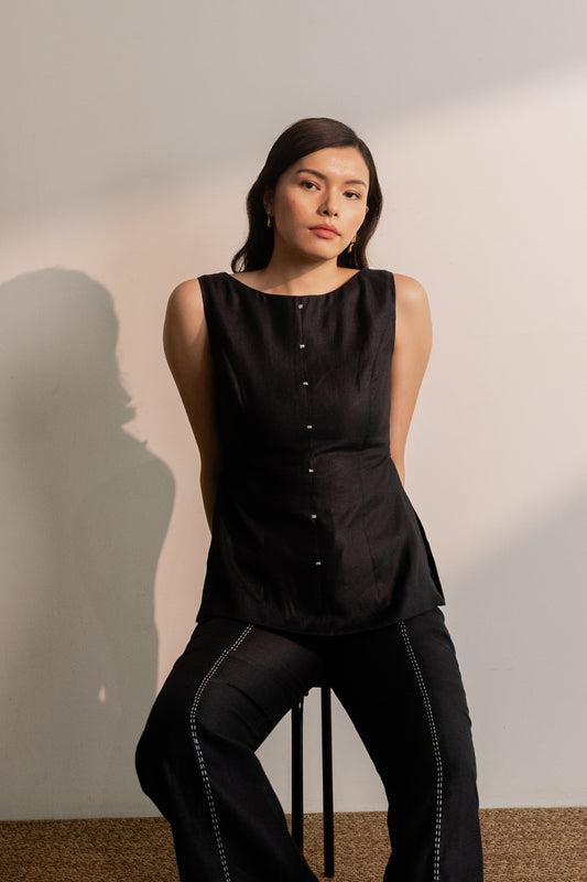 Ebony Black Sleeveless Top