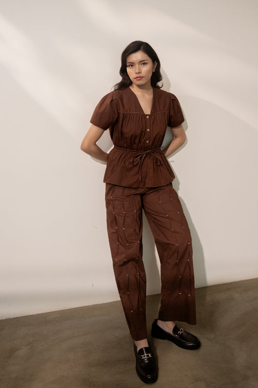 Ether Brown Pleated Pants