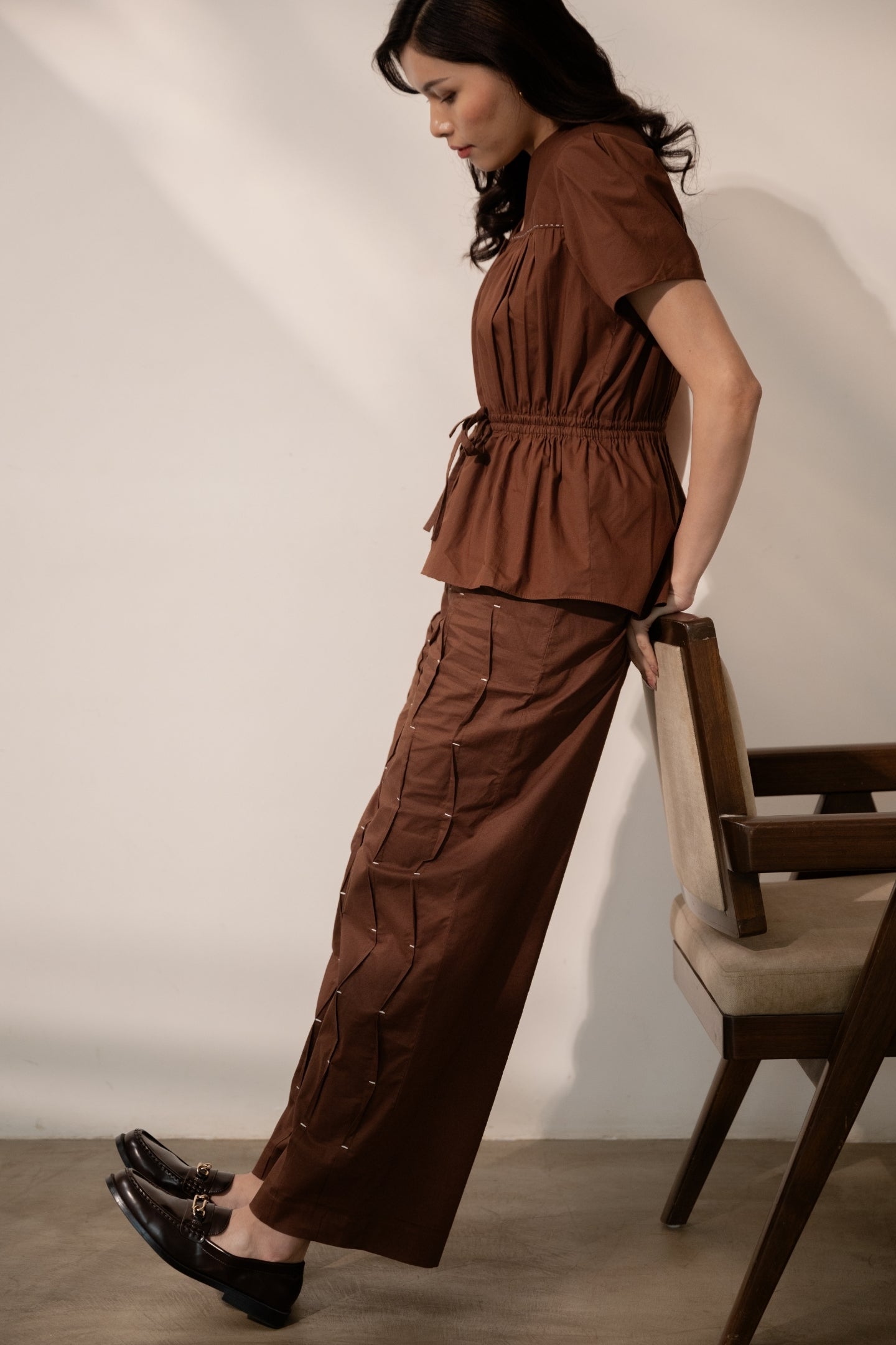 Ether Brown Pleated Pants