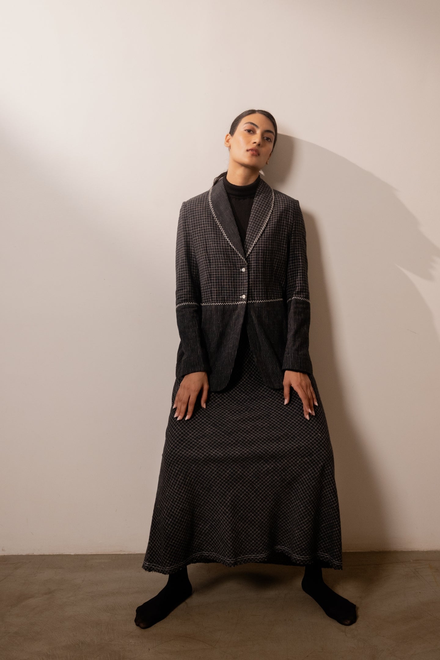 Lava Black Checks Blazer