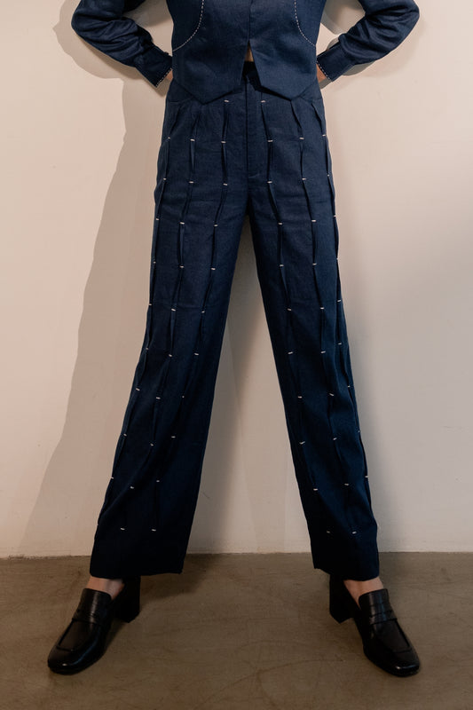 Moraine Blue Pleated Pants