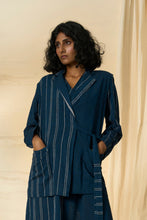 Load image into Gallery viewer, Cobalt Kala Cotton Tie Up Blazer