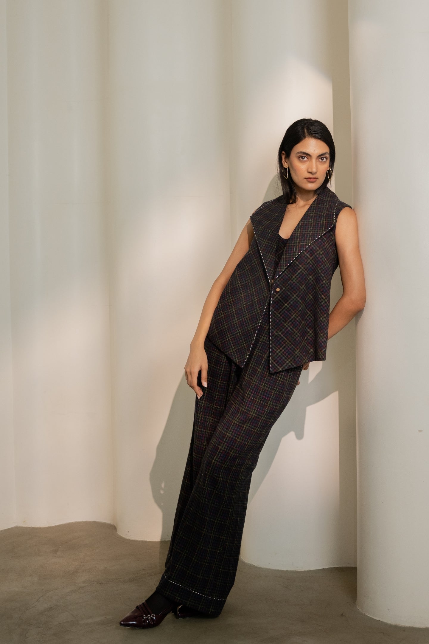 Prism Blazer Top - Black Coloured Checks