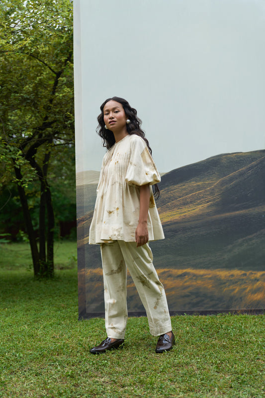 Live Leafy Pintucks Top & Pants Set