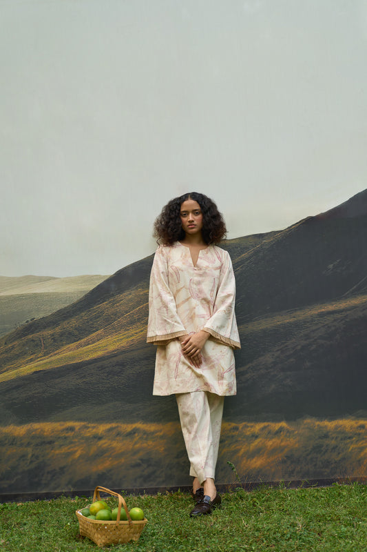 Pink Foliage Kurta & Pants Set