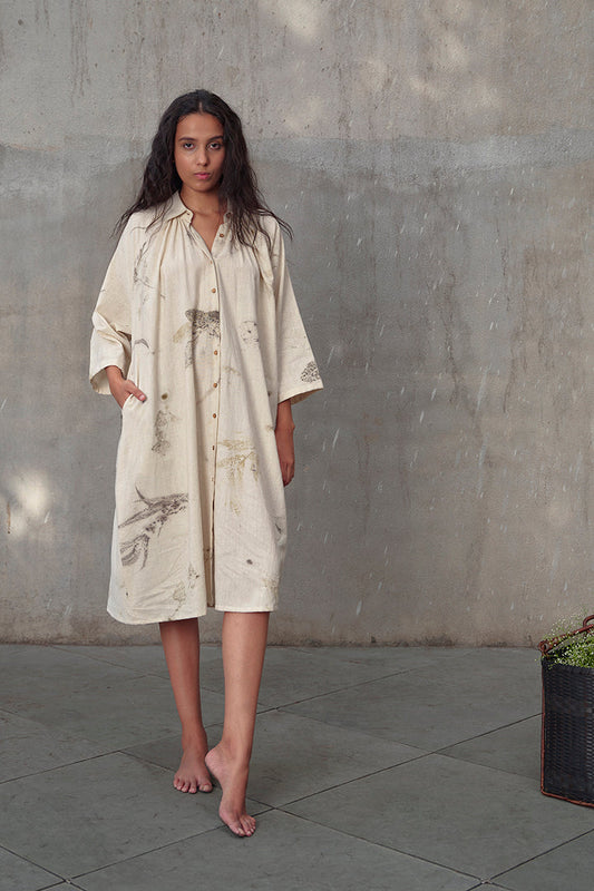 Live Leafy Khadi Tent Dress & Pants Co-ord Set