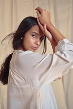 Load image into Gallery viewer, Waterfall Soya Fabric Gathered Maxi Dress