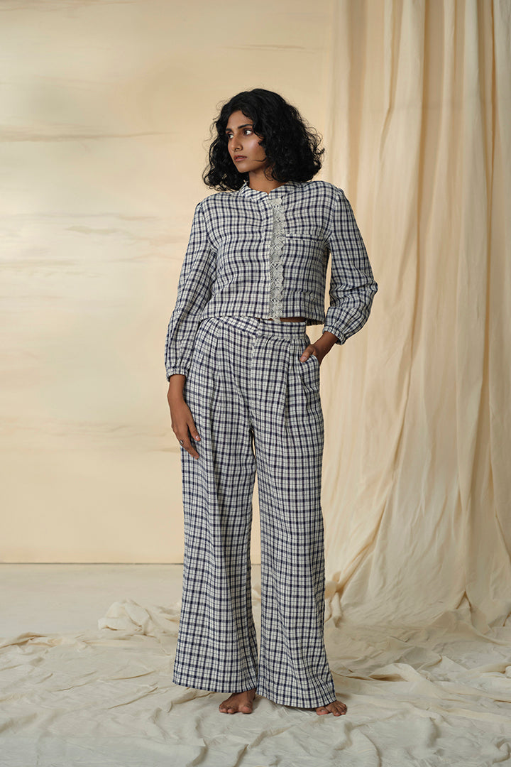 Checkmate Kala Cotton Crop Top & Trousers Set