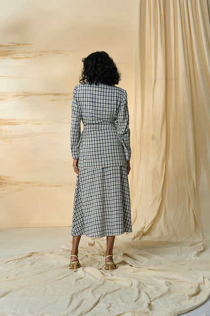 Checkmate Kala Cotton Tie Up Blazer & Skirt Set