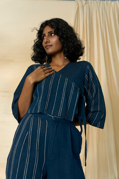 Cobalt Kala Cotton Angarakha Top & Trousers Set