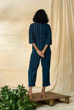 Load image into Gallery viewer, Cobalt Kala Cotton Angarakha Top &amp; Trousers Set
