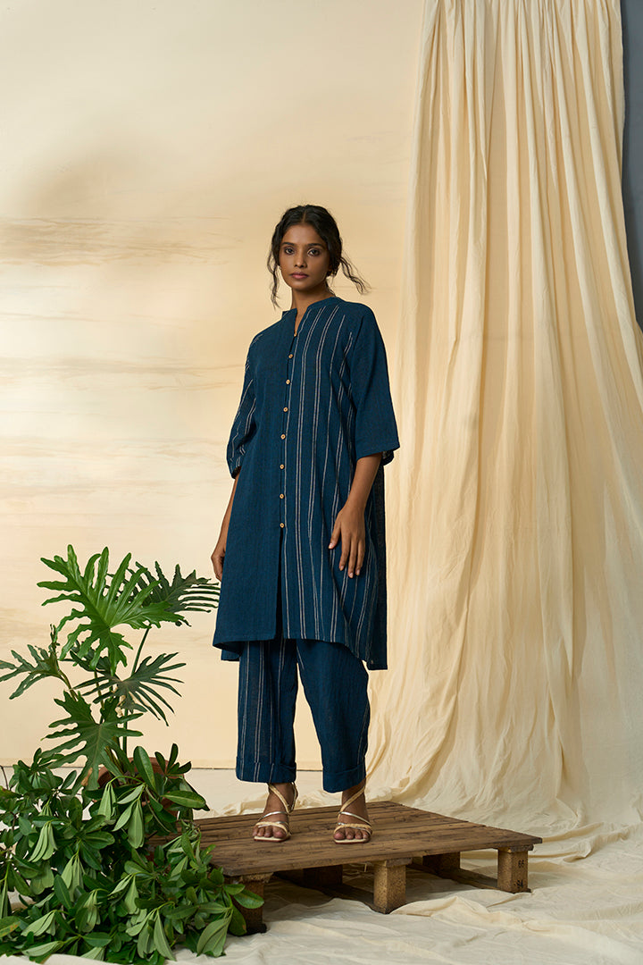 Cobalt Kala Cotton Long Shirt & Trousers Set