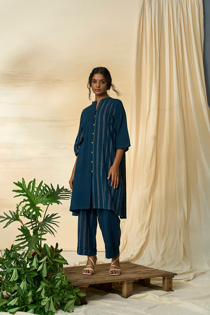 Cobalt Kala Cotton Long Shirt & Trousers Set