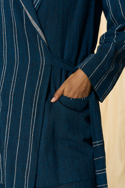 Cobalt Kala Cotton Tie Up Blazer