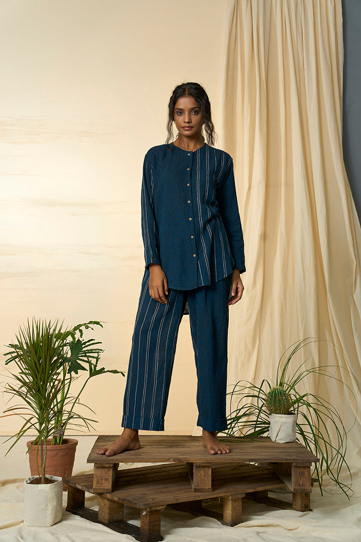 Cobalt Kala Cotton Round Shirt