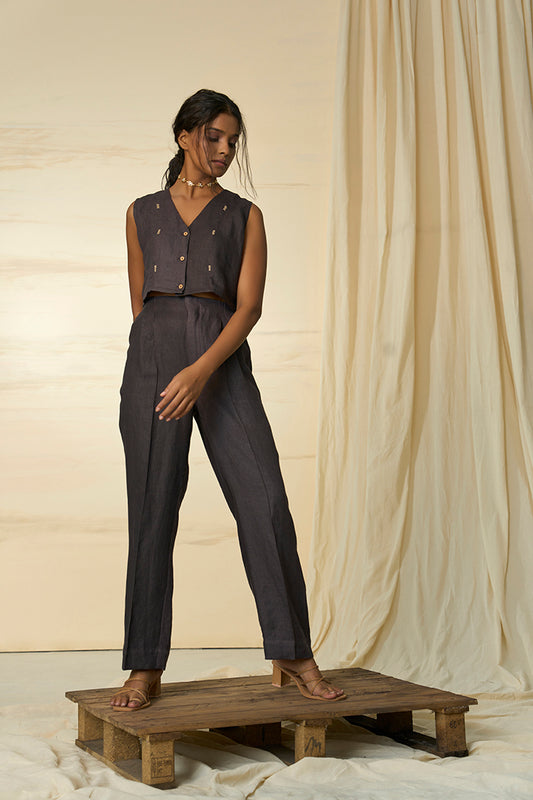 Mahogany Hemp Vest & Trousers Set