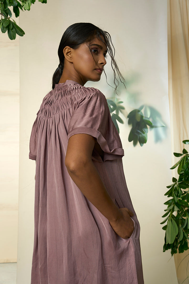 Grape Wine Eucalyptus Silk Dress