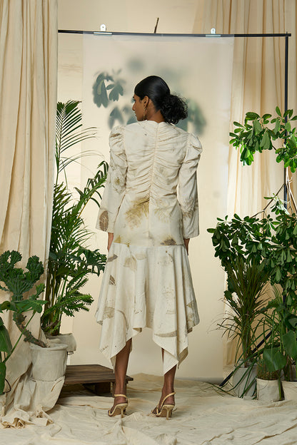 Live Leafy Khadi Pleated Dress