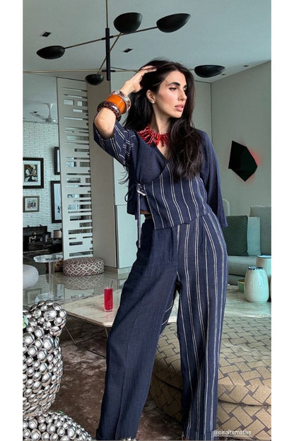 Cobalt Kala Cotton Angarakha Top & Trousers Set