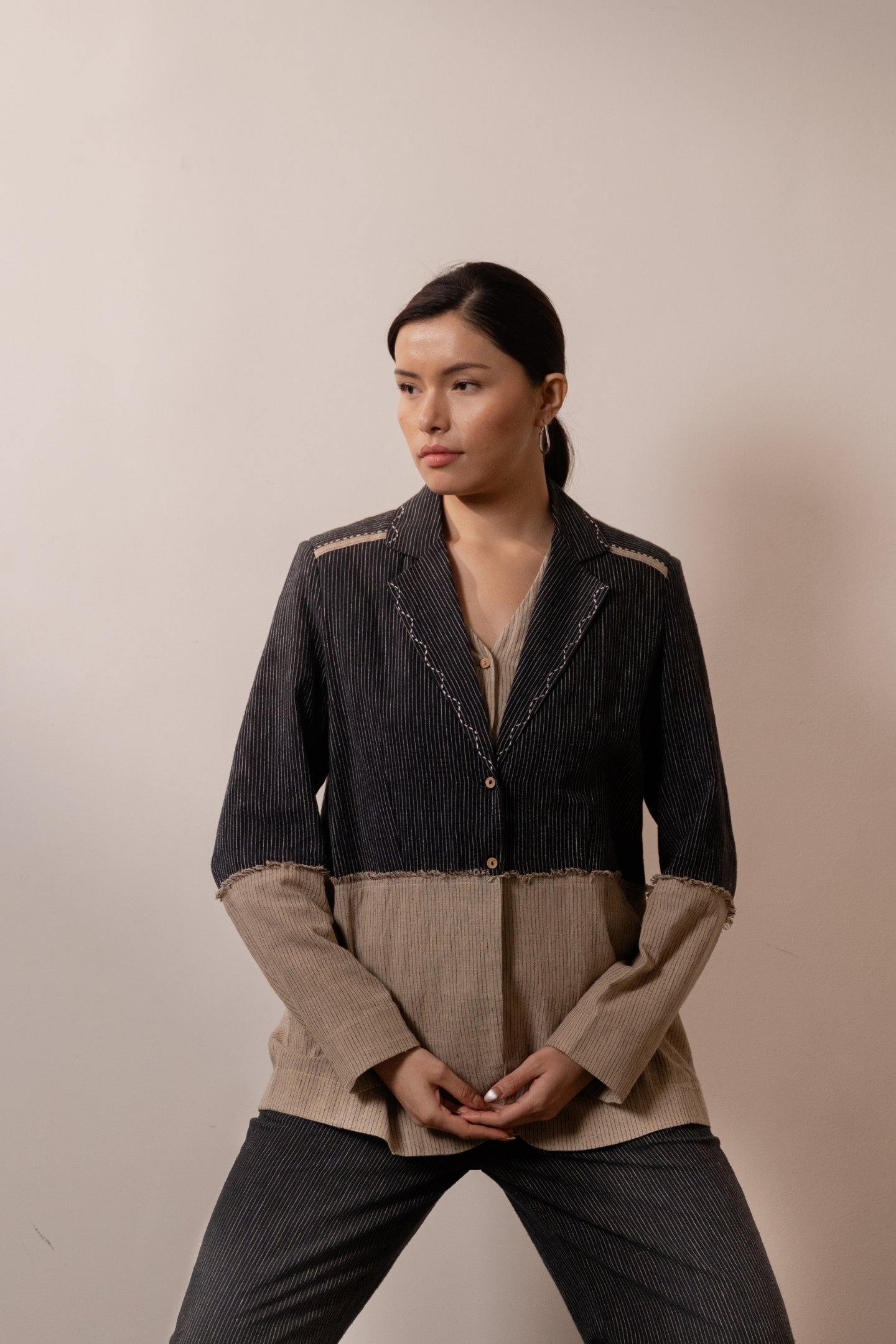 Celeste Black Stripes Blazer