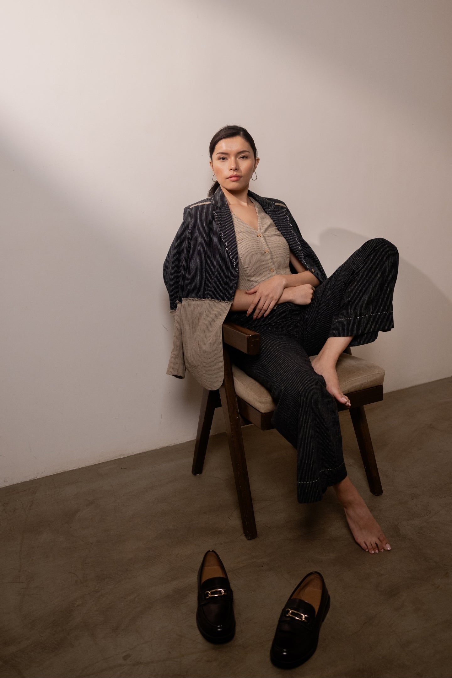 Celeste Black Stripes Blazer