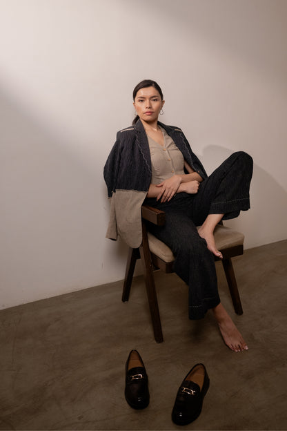 Celeste Black Stripes Blazer