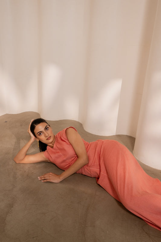 Dawn Orange Cinched Dress