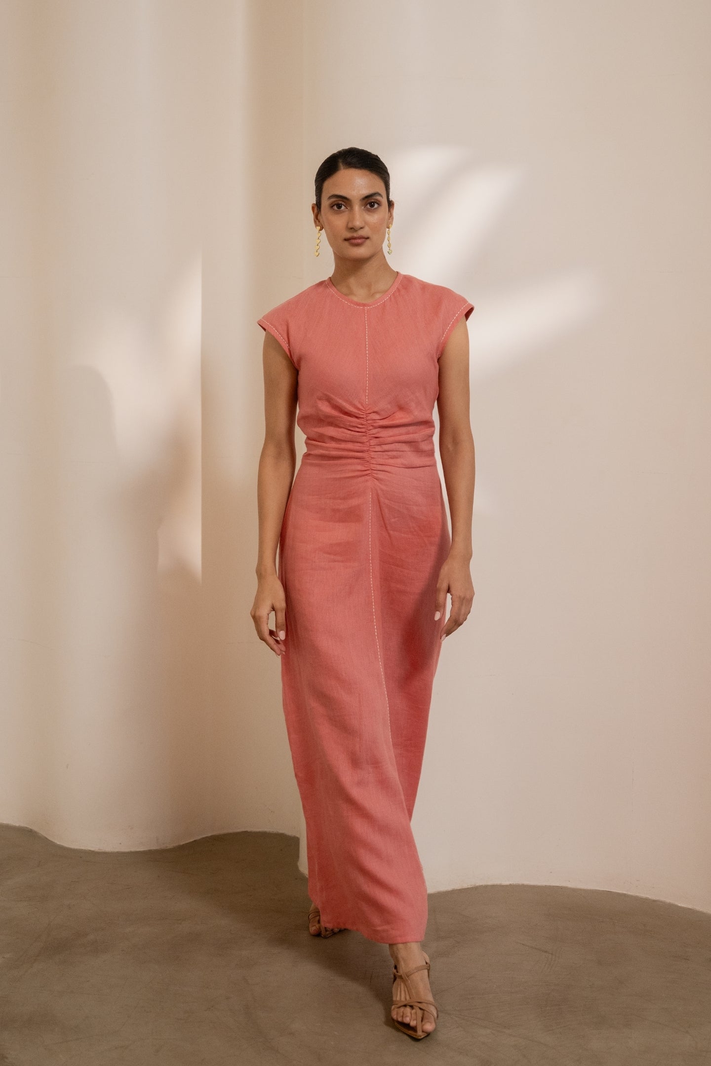 Dawn Orange Cinched Dress