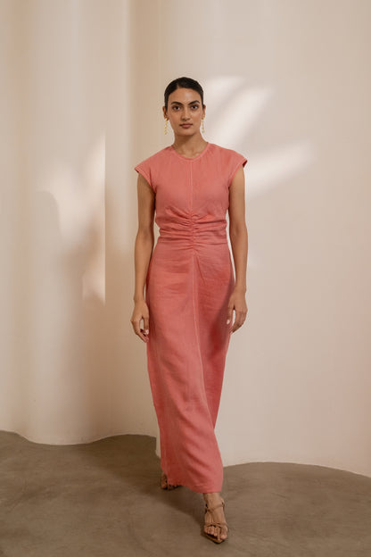 Dawn Orange Cinched Dress