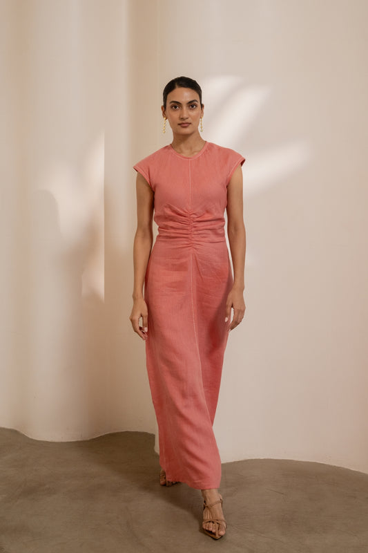 Dawn Orange Cinched Dress