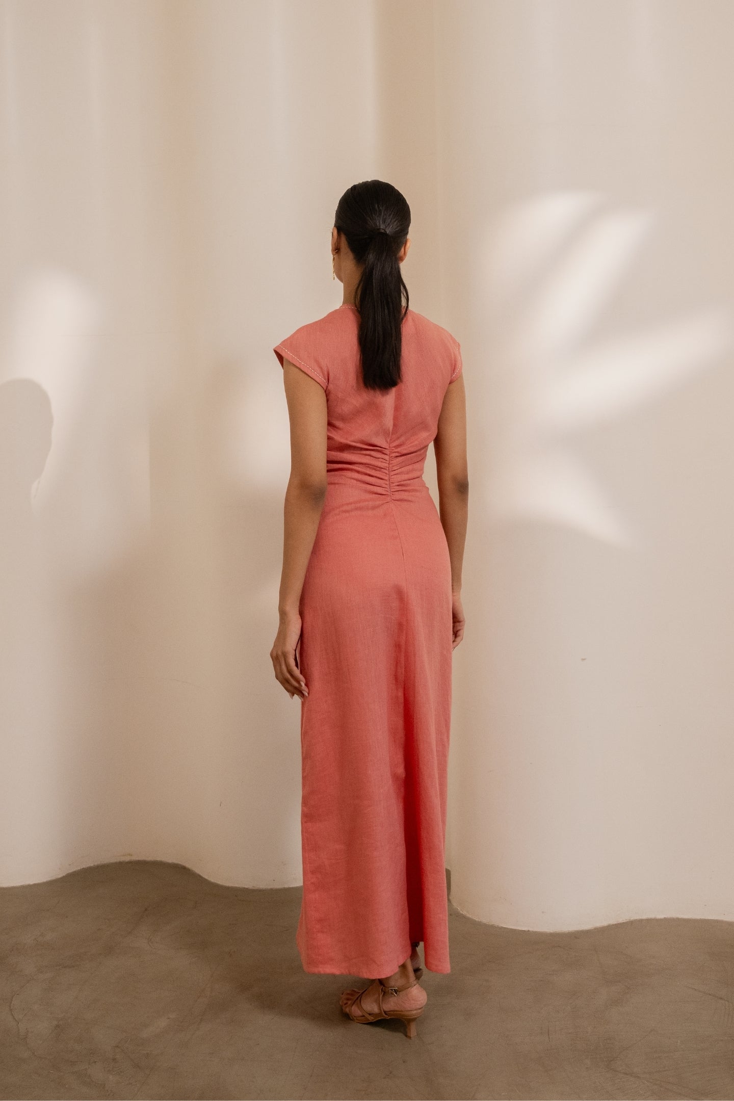 Dawn Orange Cinched Dress