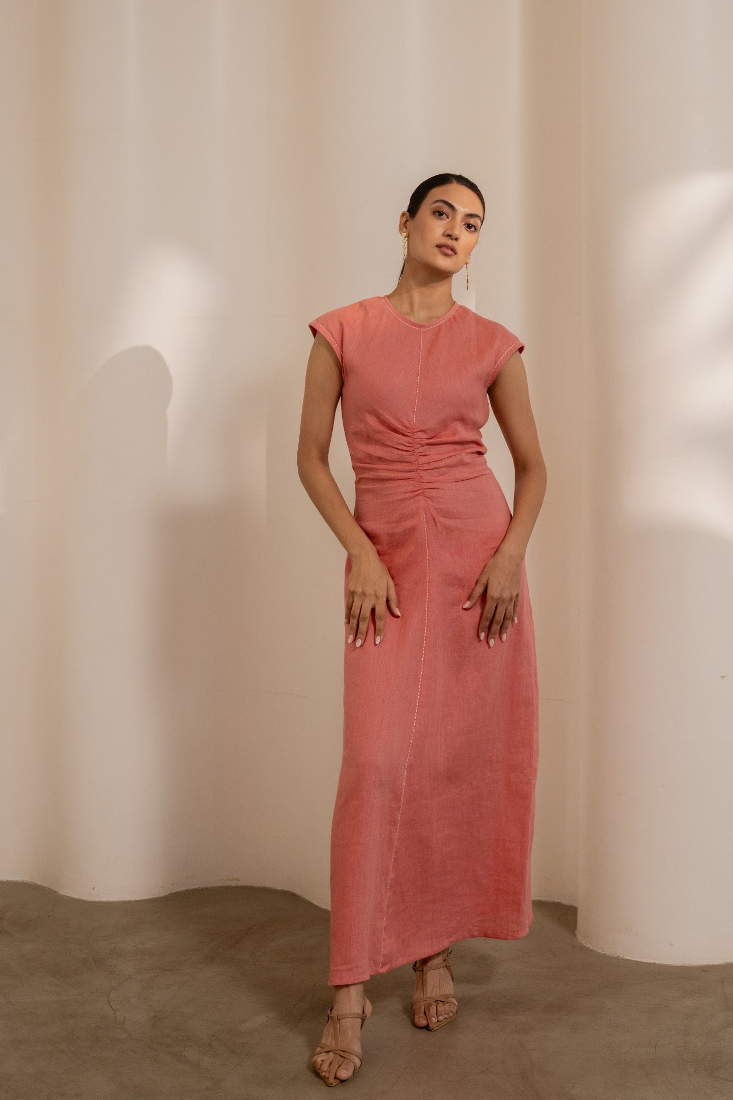 Dawn Orange Cinched Dress