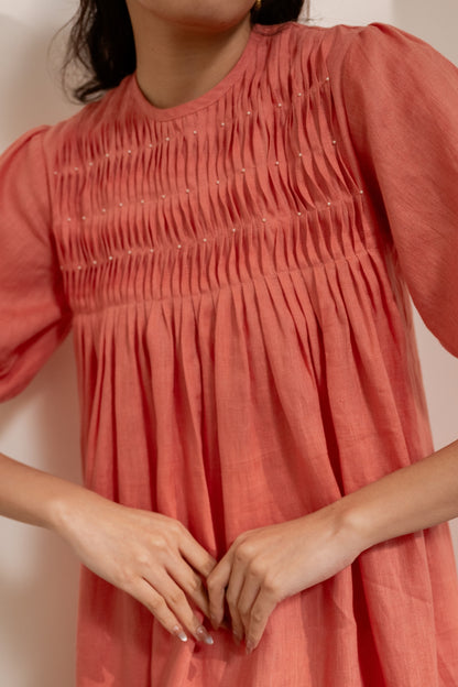 Dawn Orange Smocked Dress