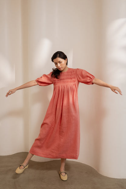 Dawn Orange Smocked Dress