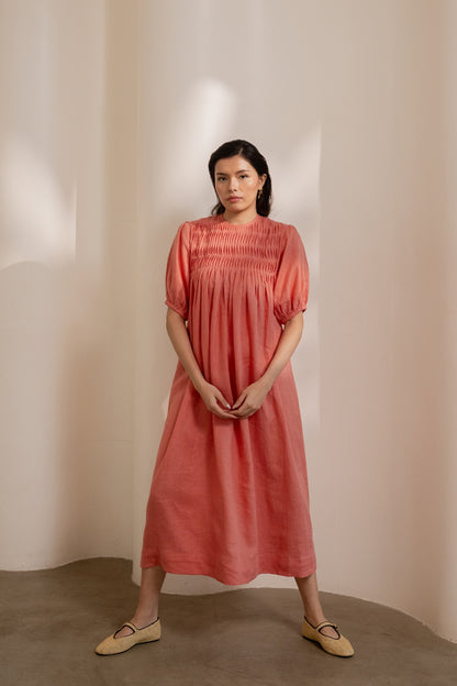 Dawn Orange Smocked Dress