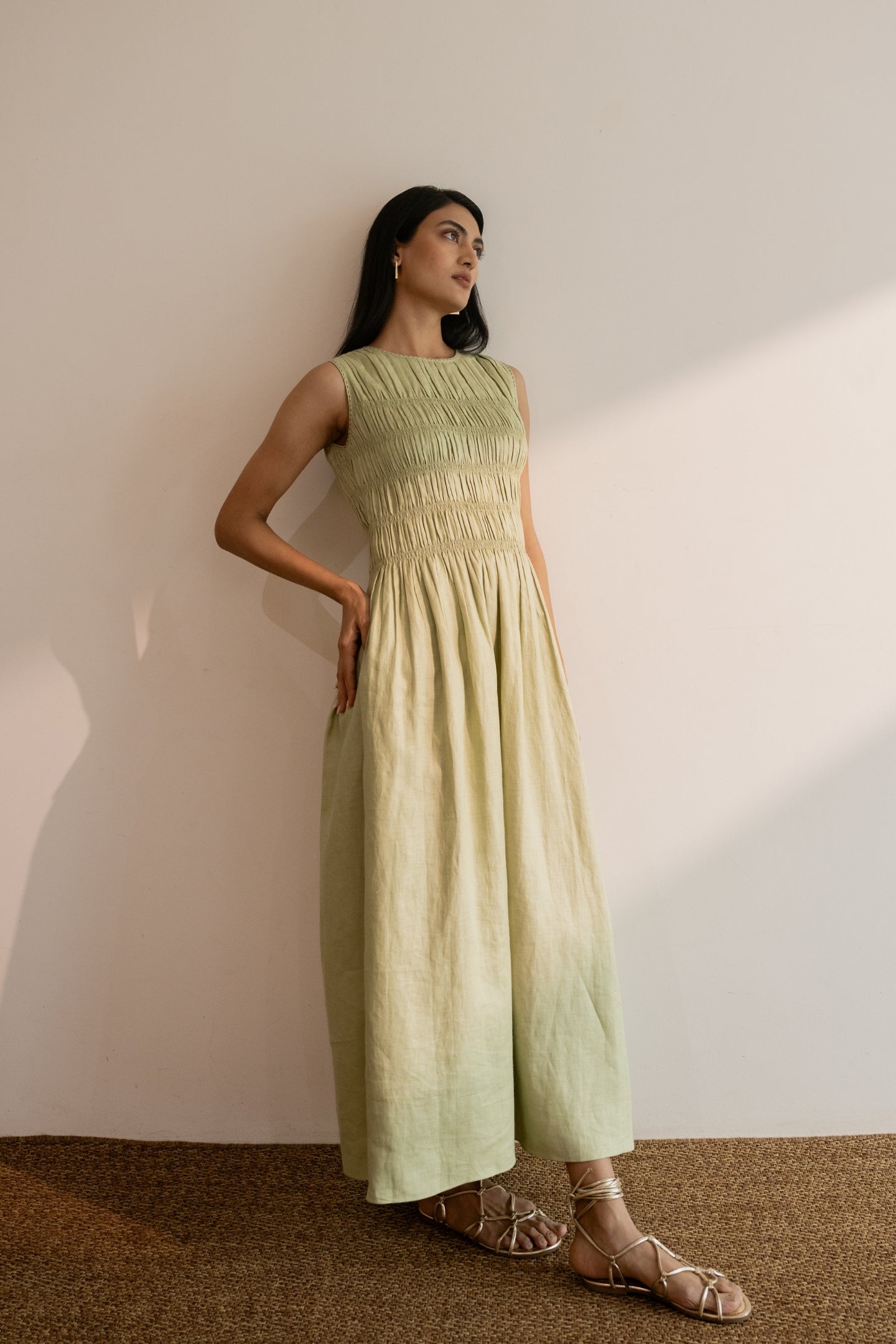 Dew Mint Green Smocked Dress