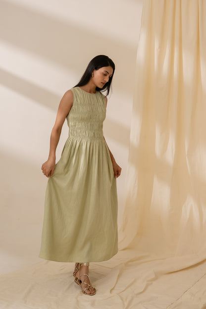 Dew Mint Green Smocked Dress
