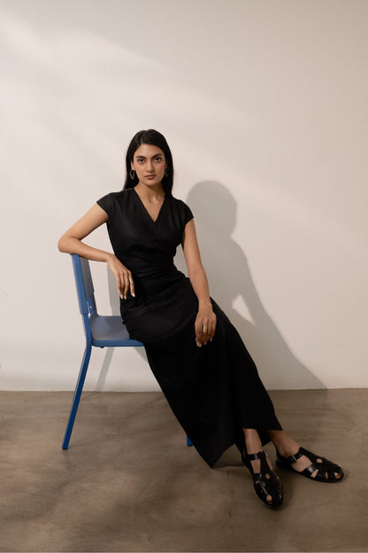 Ebony Black Cinched Dress