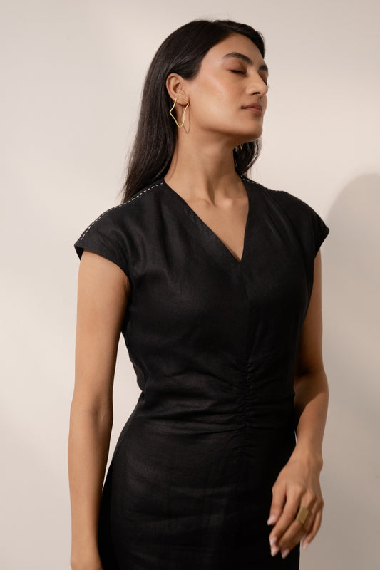 Ebony Black Cinched Dress