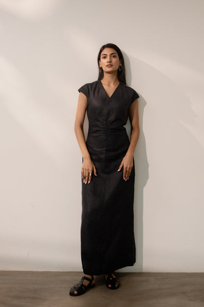 Ebony Black Cinched Dress