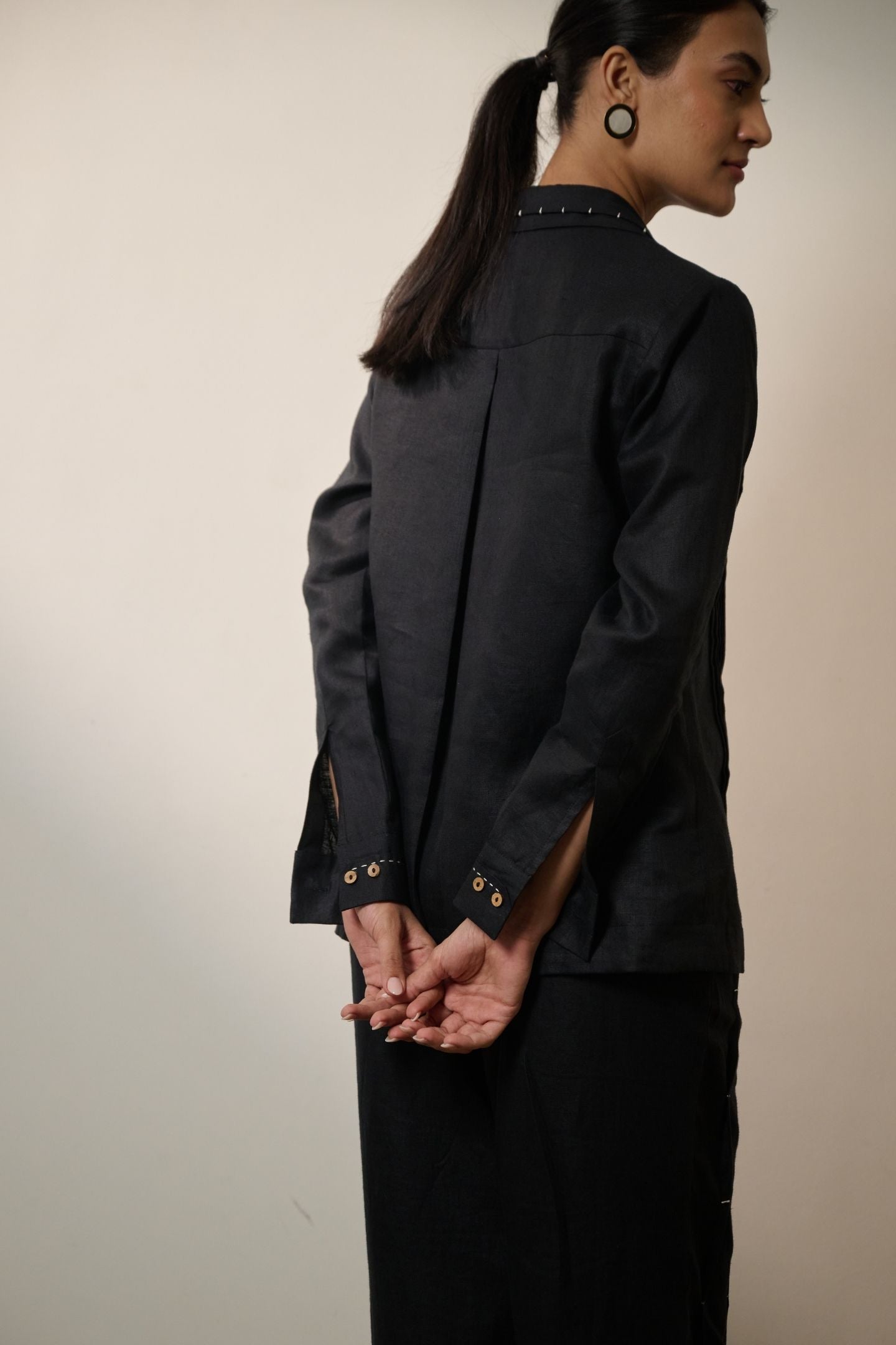 Ebony Black Pintucks Shirt