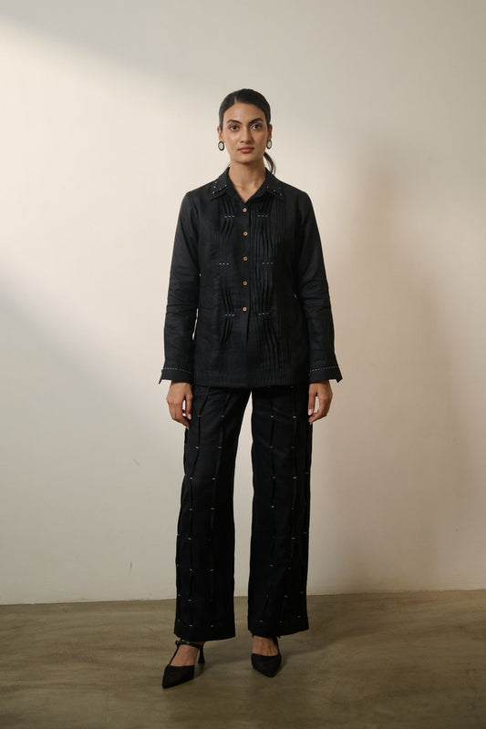 Ebony Black Pleated Pants