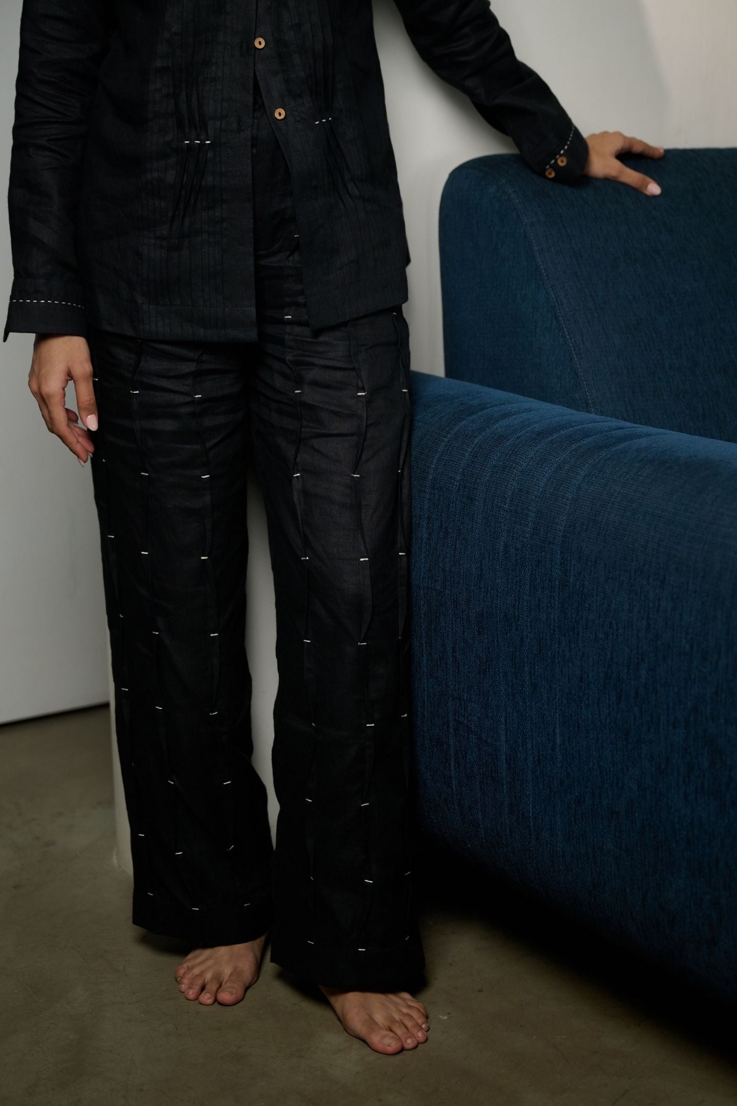 Ebony Black Pleated Pants