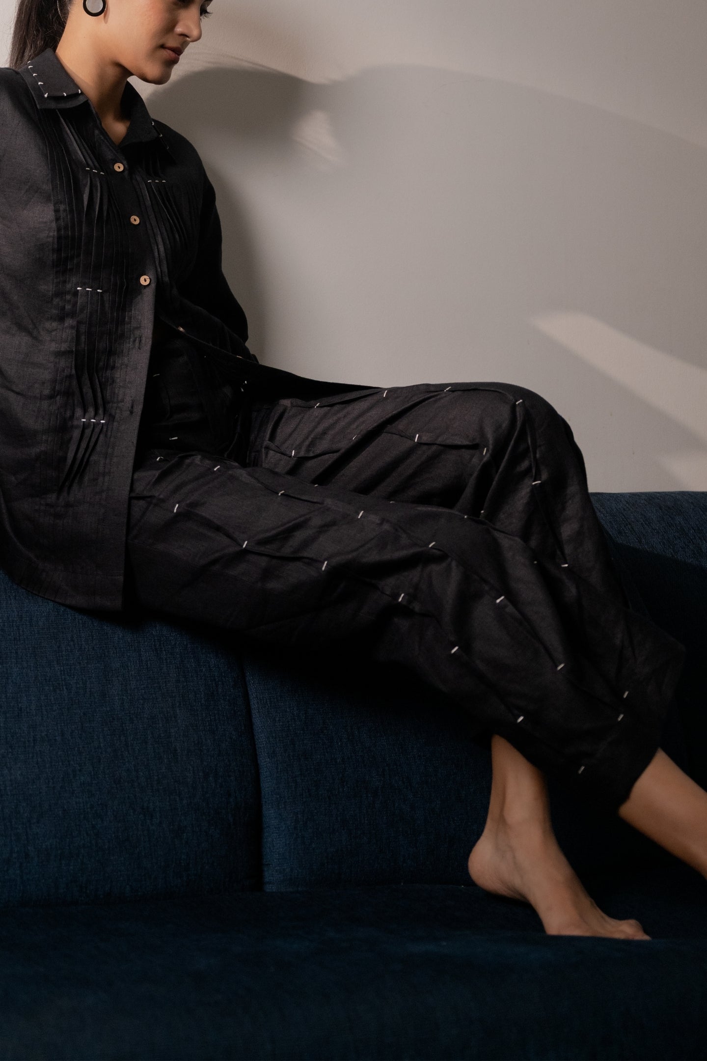 Ebony Black Pleated Pants