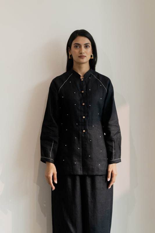 Ebony Black Short Kurta