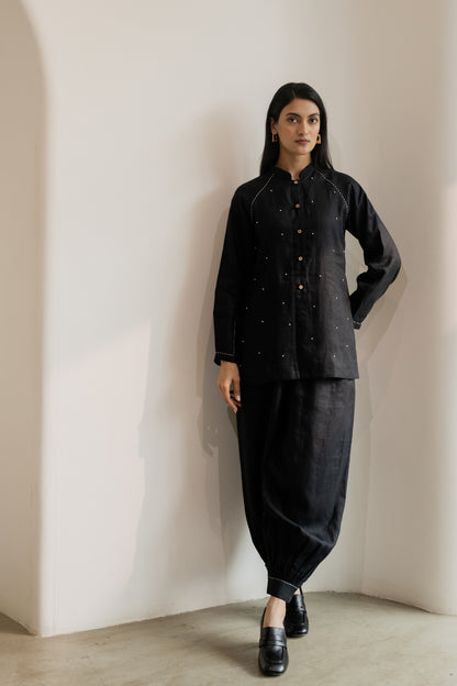 Ebony Black Short Kurta