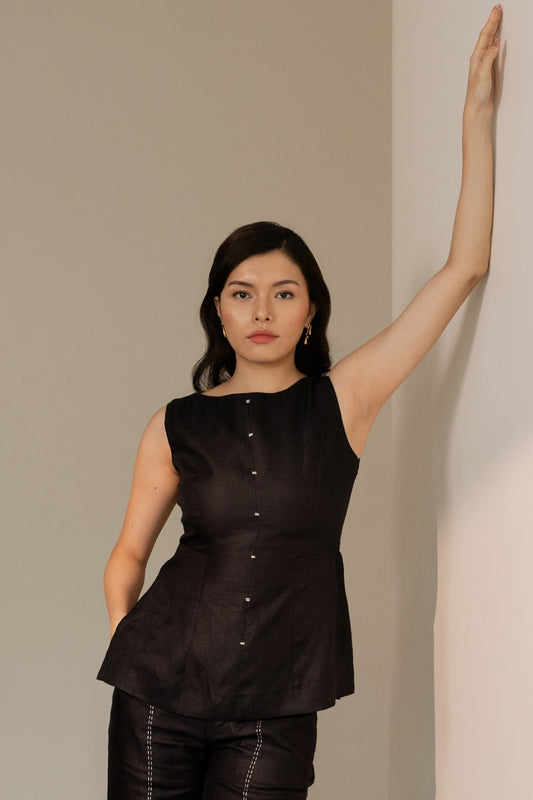 Ebony Black Sleeveless Top
